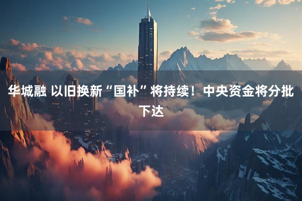 华城融 以旧换新“国补”将持续！中央资金将分批下达