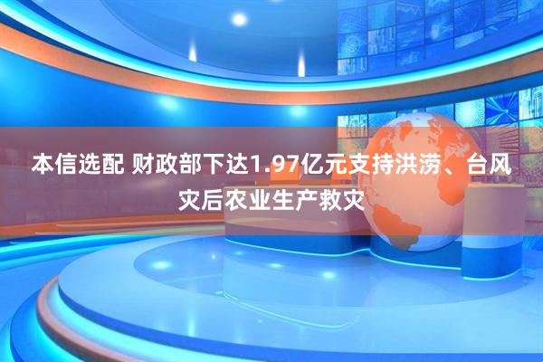 本信选配 财政部下达1.97亿元支持洪涝、台风灾后农业生产救灾